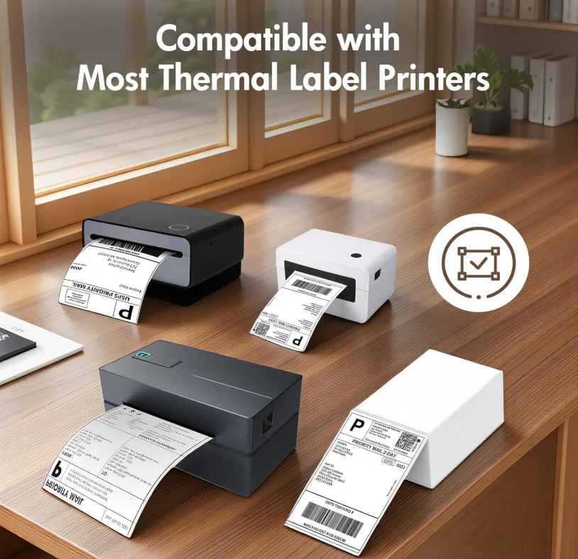 4 x 6 Inch Direct Thermal Shipping Labels - 500 Fanfold Labels/Stack - Compatible for Zebra, Rollo, True Image Printers (Commercial Grade) - Image 5
