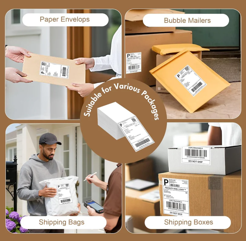4 x 6 Inch Direct Thermal Shipping Labels - 500 Fanfold Labels/Stack - Compatible for Zebra, Rollo, True Image Printers (Commercial Grade) - Image 6