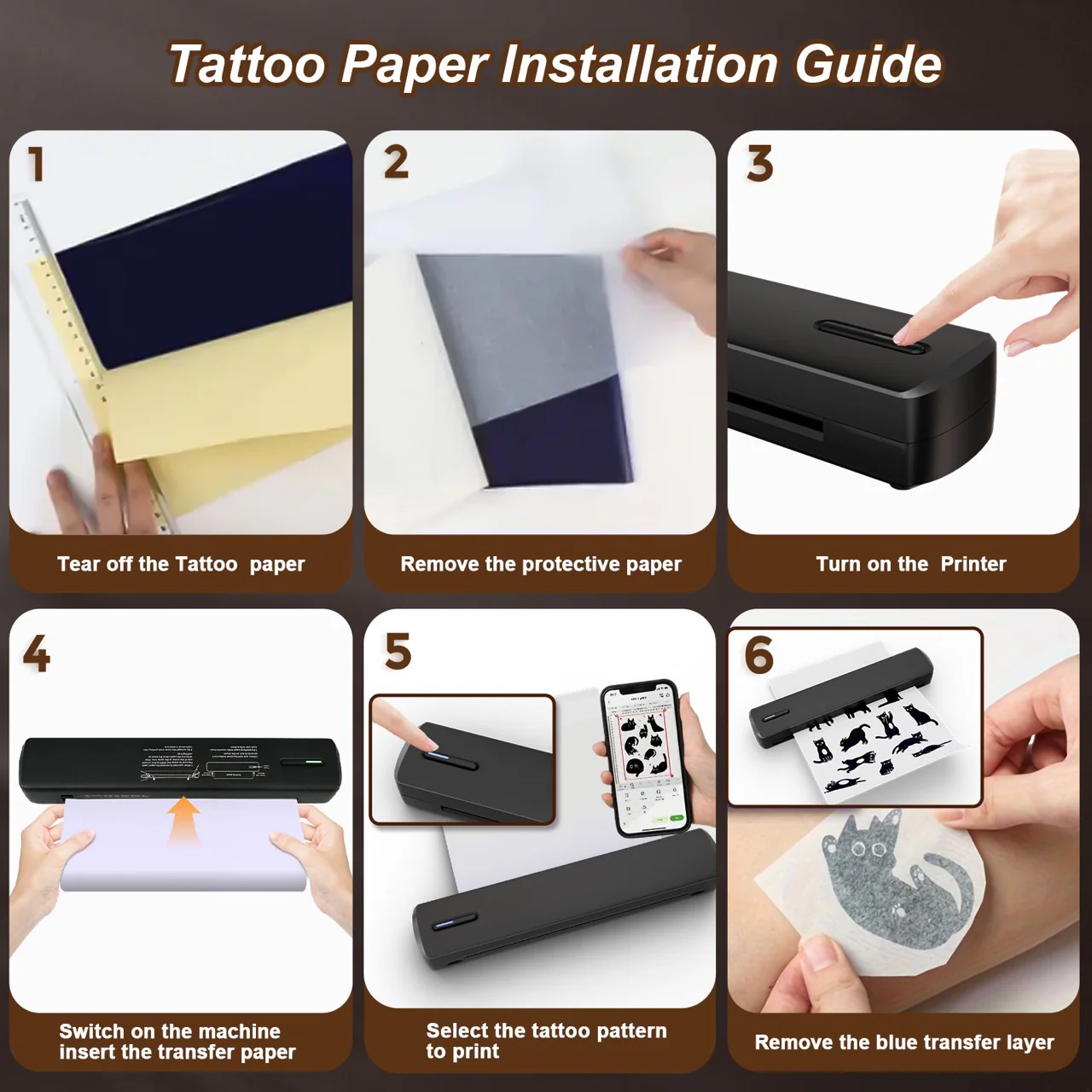 30/60/90/120 Sheets Tattoo Transfer Paper For TC80 Inkless Printer - Image 4