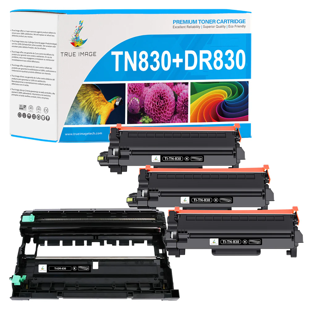 Brother DR830 Drum Unit & TN830 Black Toner Cartridge 4-Pack (3 x TN830, 1 x DR830)