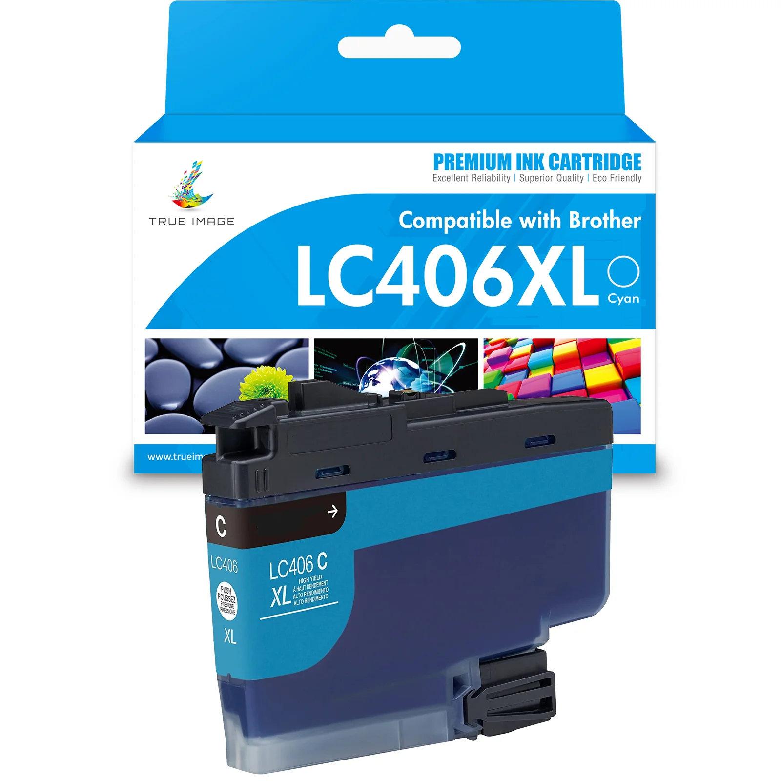 Compatible Brother LC406XL High-Yield Cyan Ink Cartridge | With Smart Chip