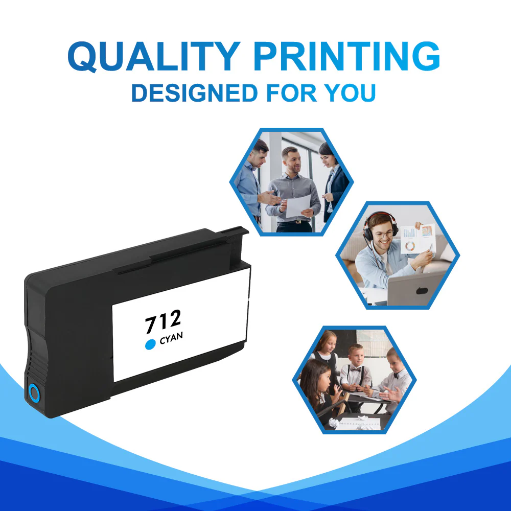 Compatible HP 712 Cyan Ink Cartridge - With Chip - Image 4