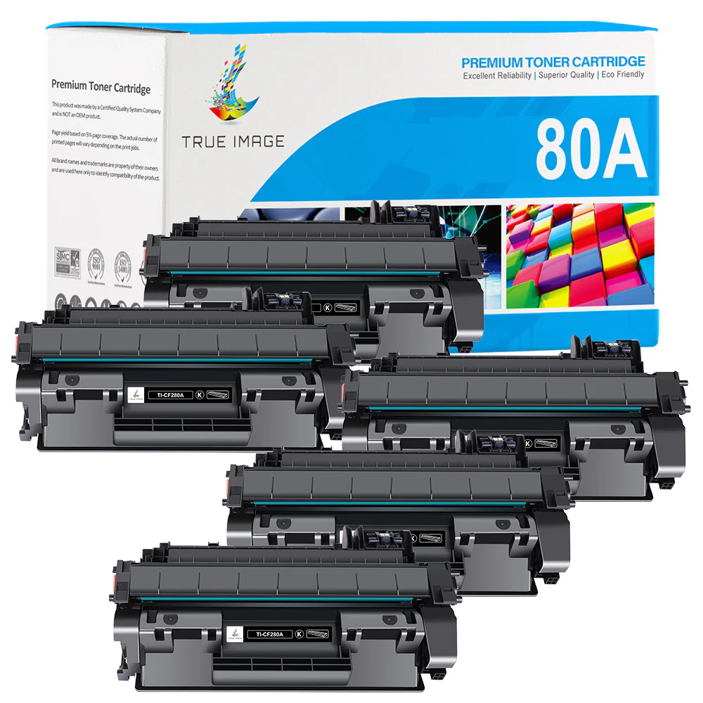 Compatible HP 80A CF280A Black Toner Cartridge 5-Pack