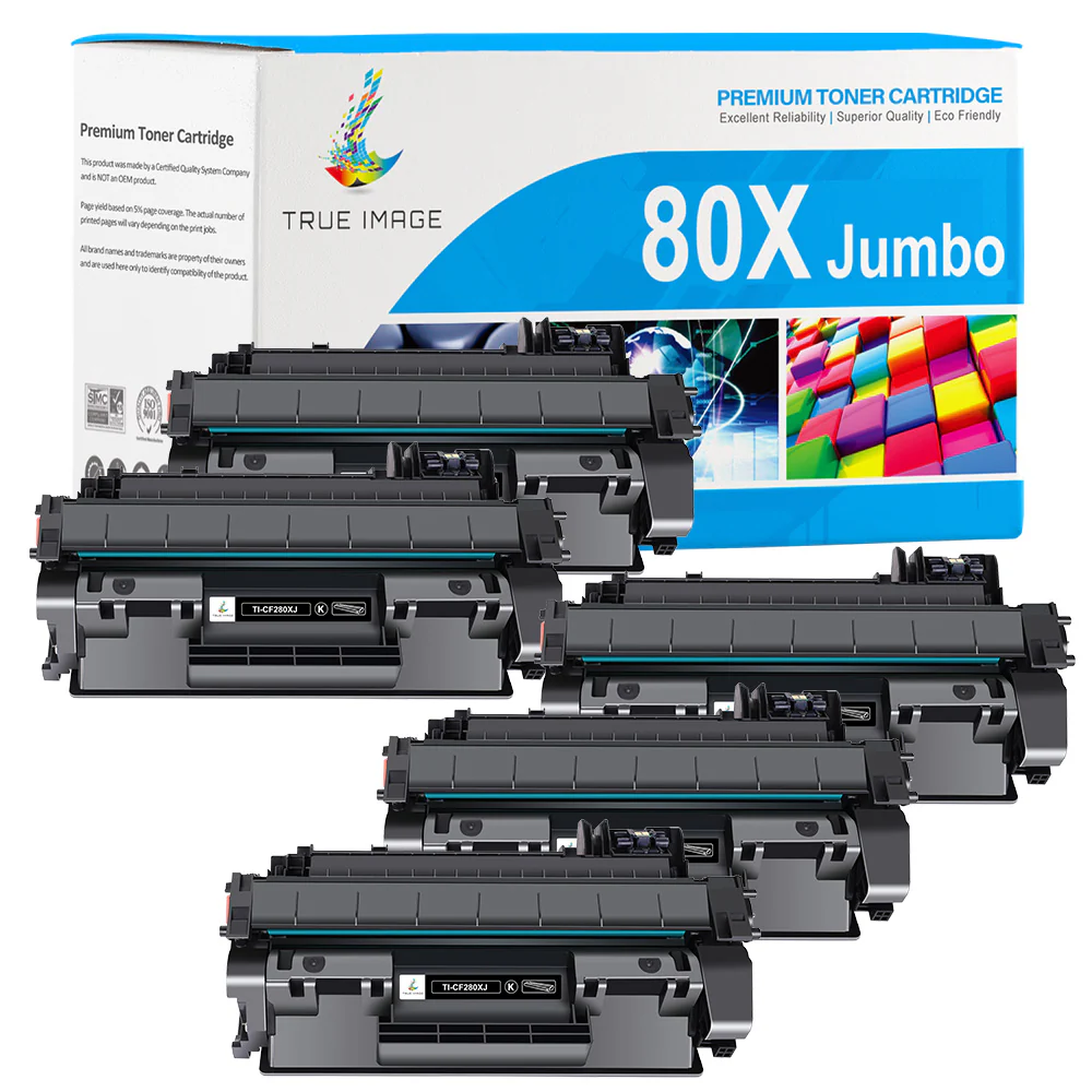 Compatible HP 80X CF280X Black Toner Cartridge 5-Pack - Image 2