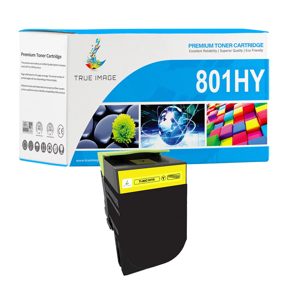 Compatible Lexmark 801HY Yellow Toner Cartridge (80C1HY0) - High Yield