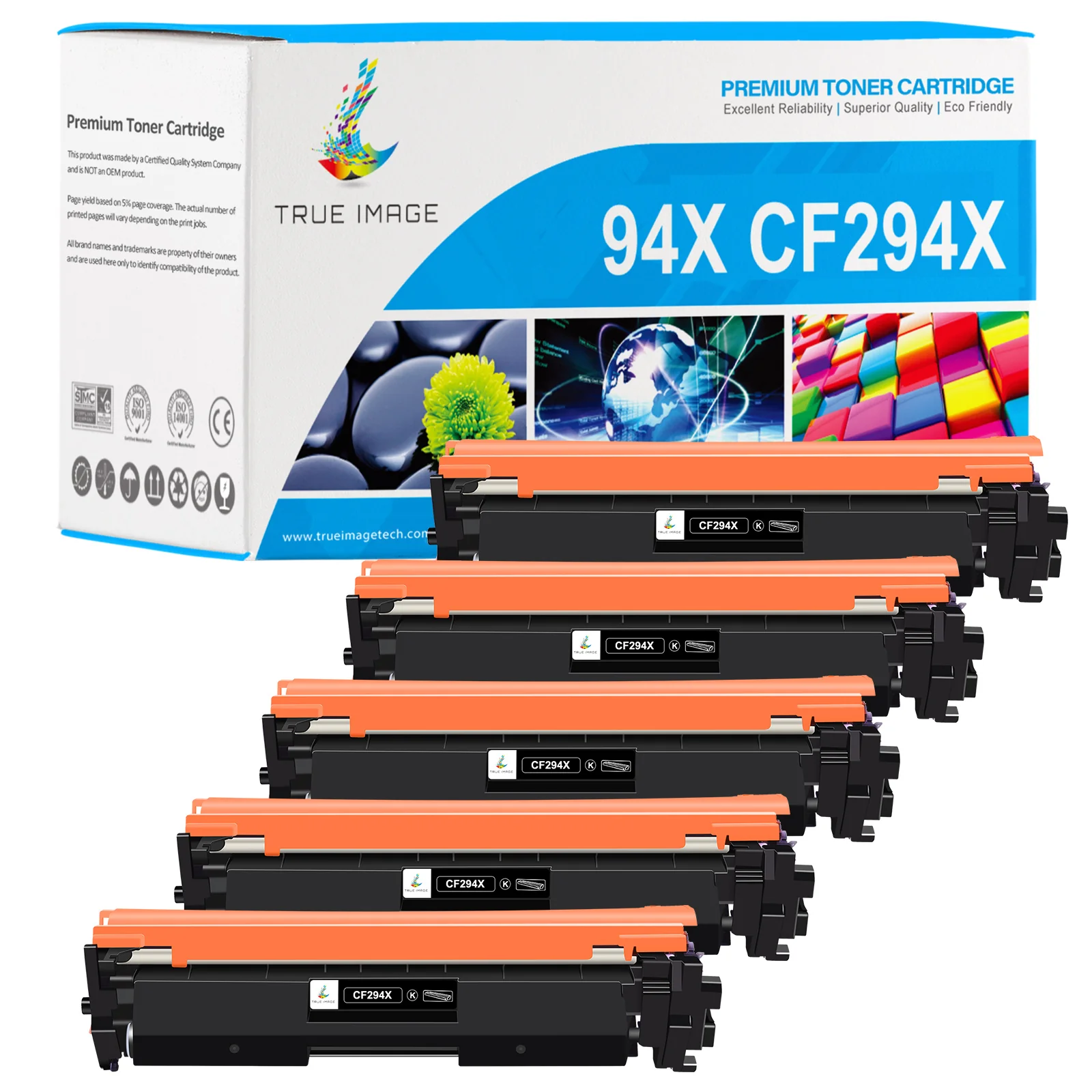 CF294X - Compatible HP 94X Black Toner Cartridge - 5 Packs
