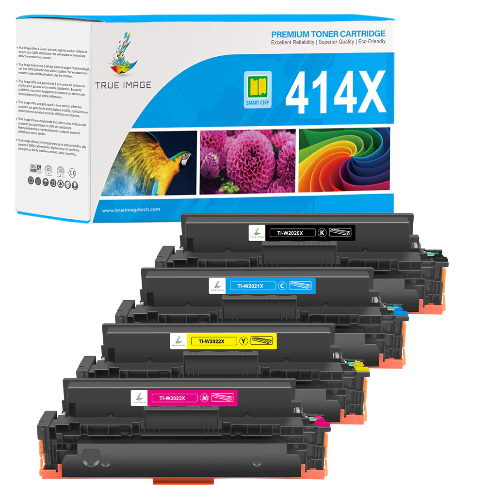 HP Color LaserJet Pro M454dn Toner - Chip-Ready Compatible HP 414A/414X Toner Set - Image 5
