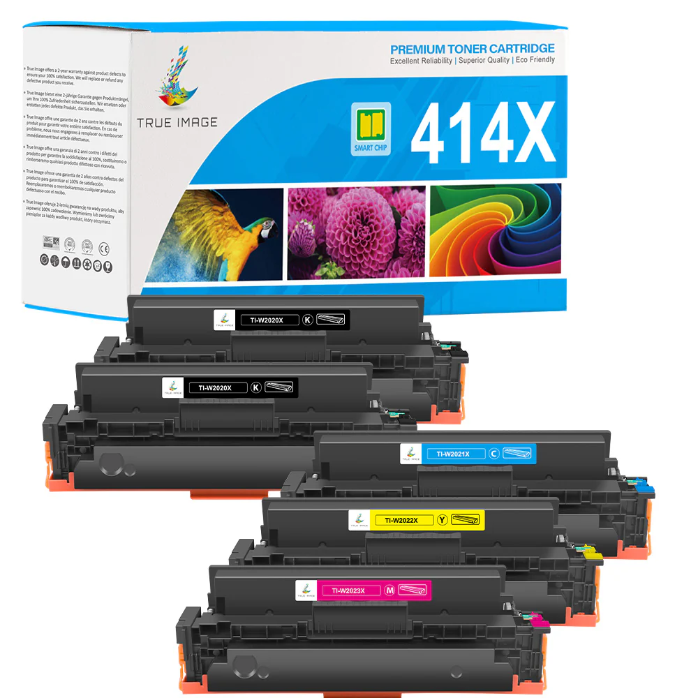 HP Color LaserJet Pro M454dn Toner - Chip-Ready Compatible HP 414A/414X Toner Set - Image 7