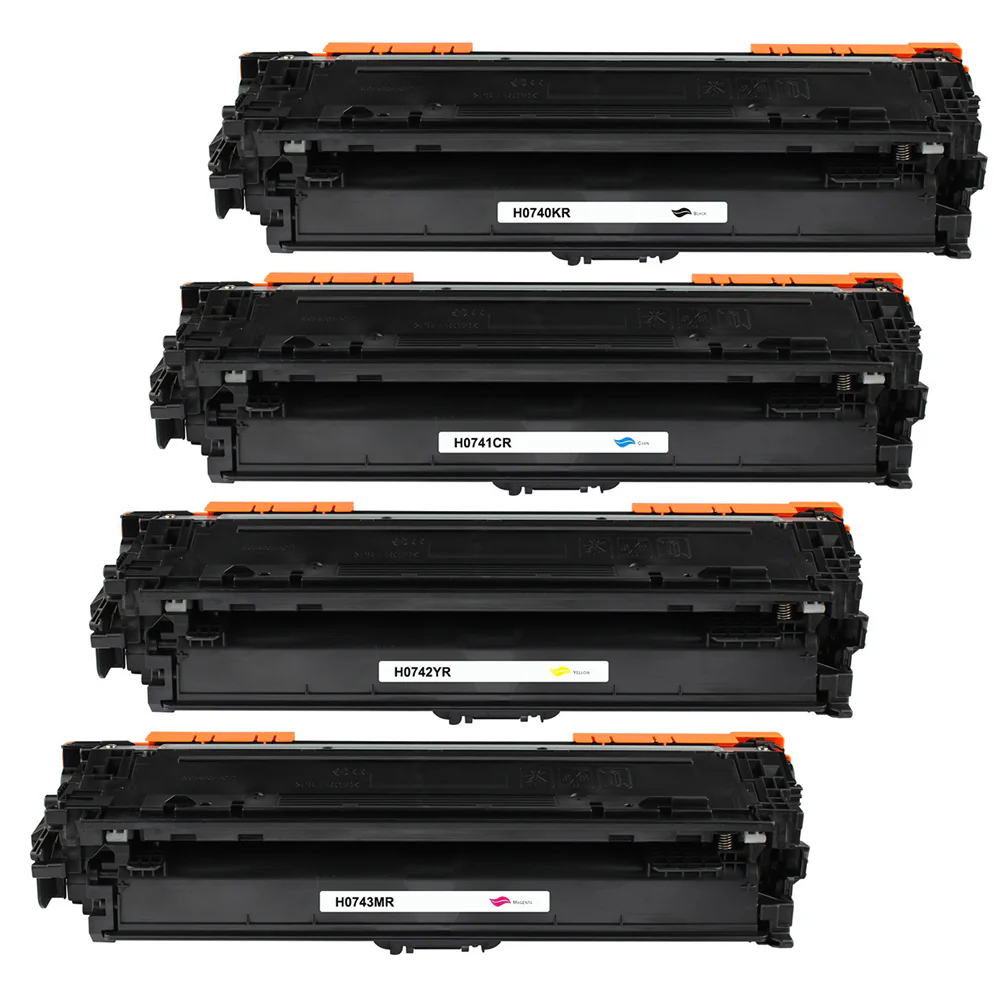 HP Compatible CE740A/CE741A/CE742A/CE743A Toner Cartridge 4-Pack Combo