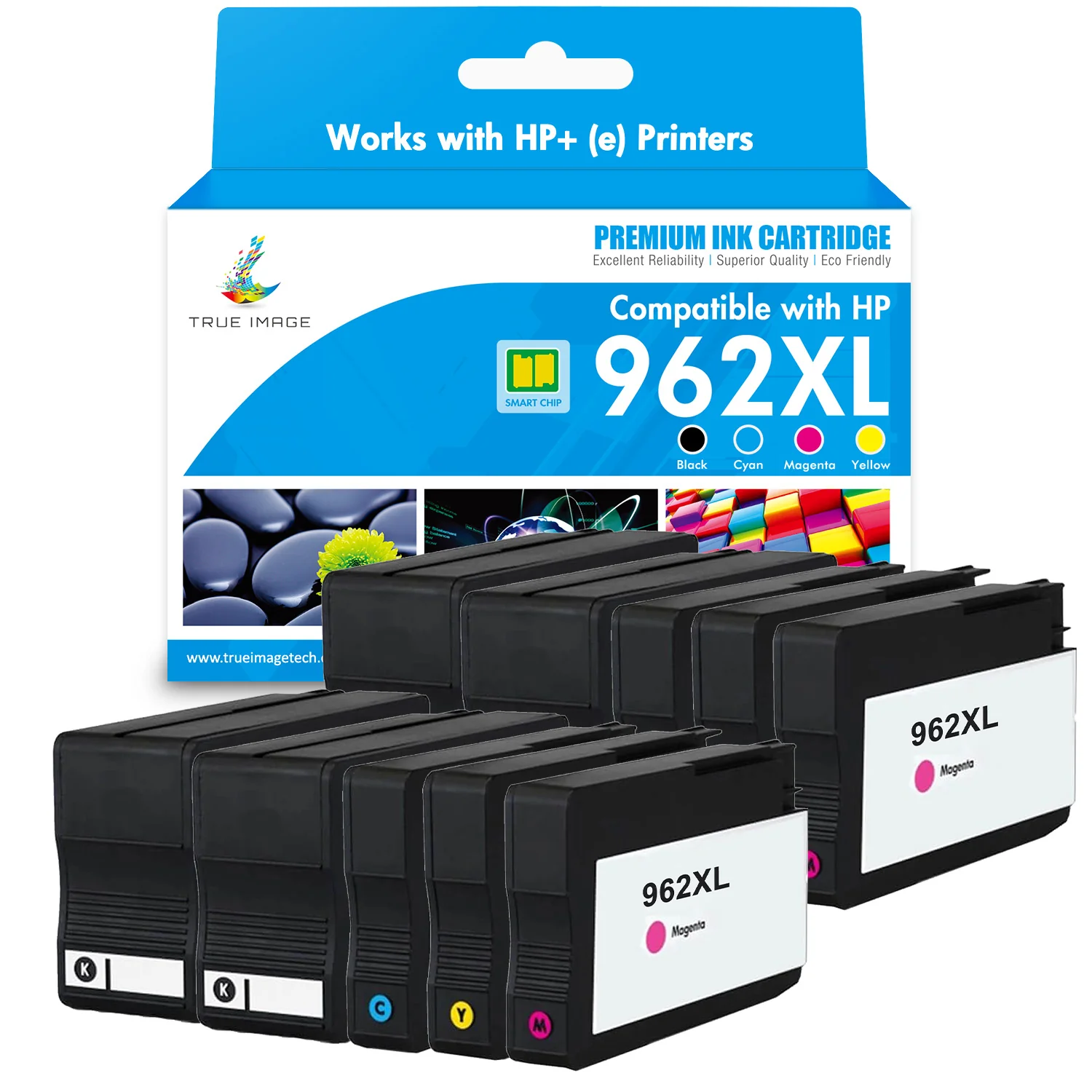 Compatible HP 962XL Ink Cartridges 10-Pack (4 Black, 2 Cyan, 2 Magenta, 2 Yellow) - Image 2