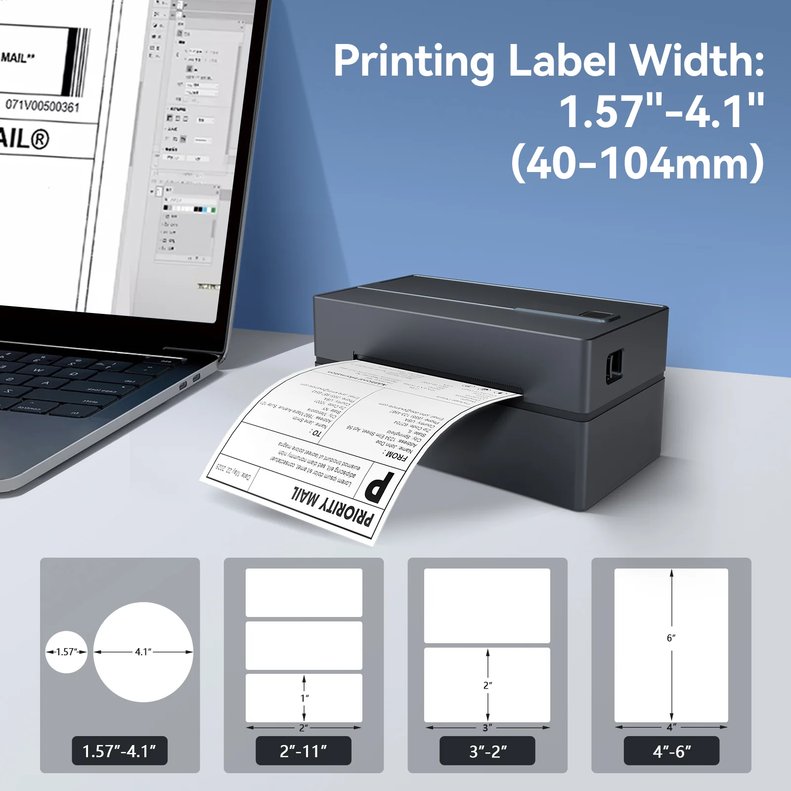 True Image TY813 Thermal Shipping Label Printer 4x6 - USB & Bluetooth Compatible - Image 3