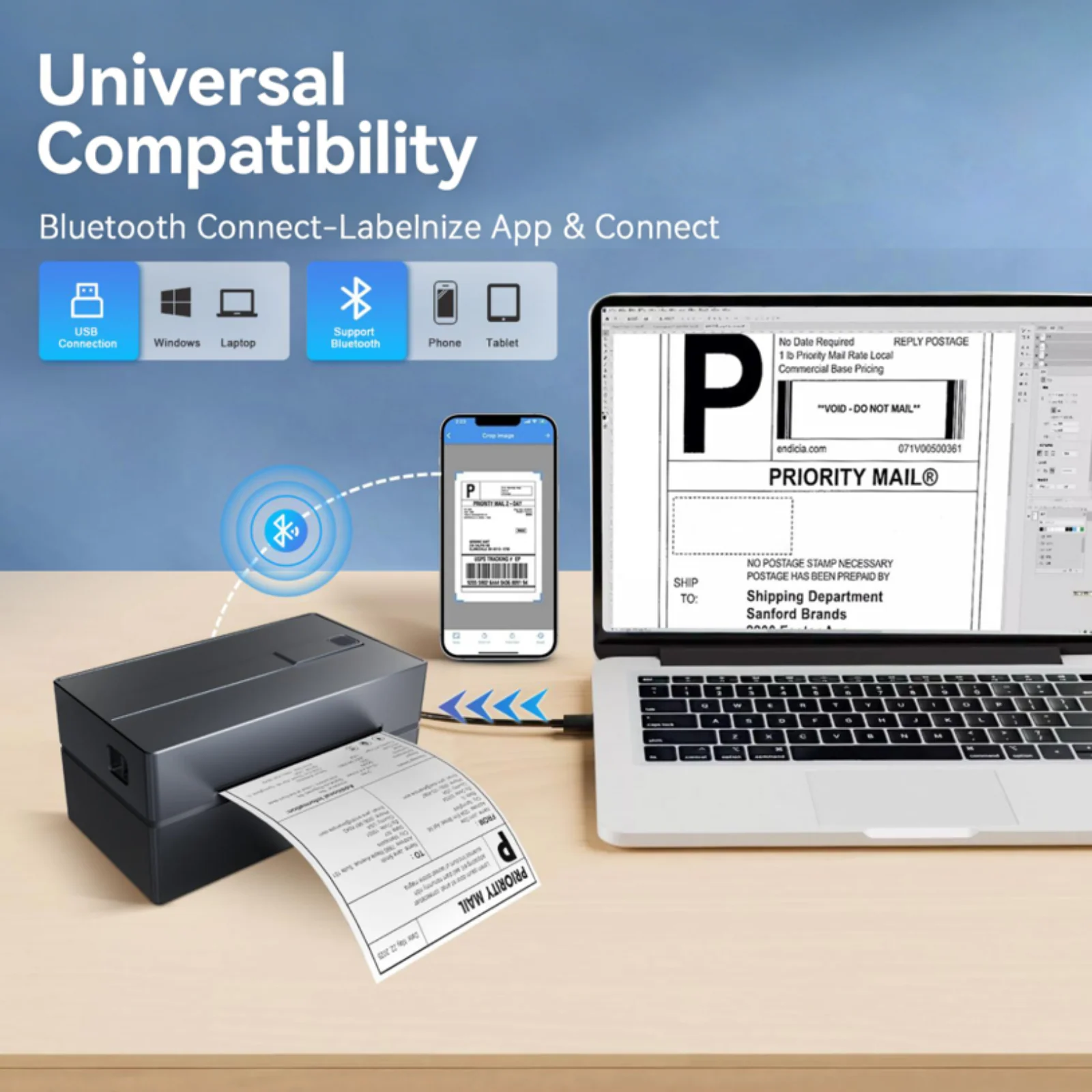 True Image TY813 Thermal Shipping Label Printer 4x6 - USB & Bluetooth Compatible - Image 5