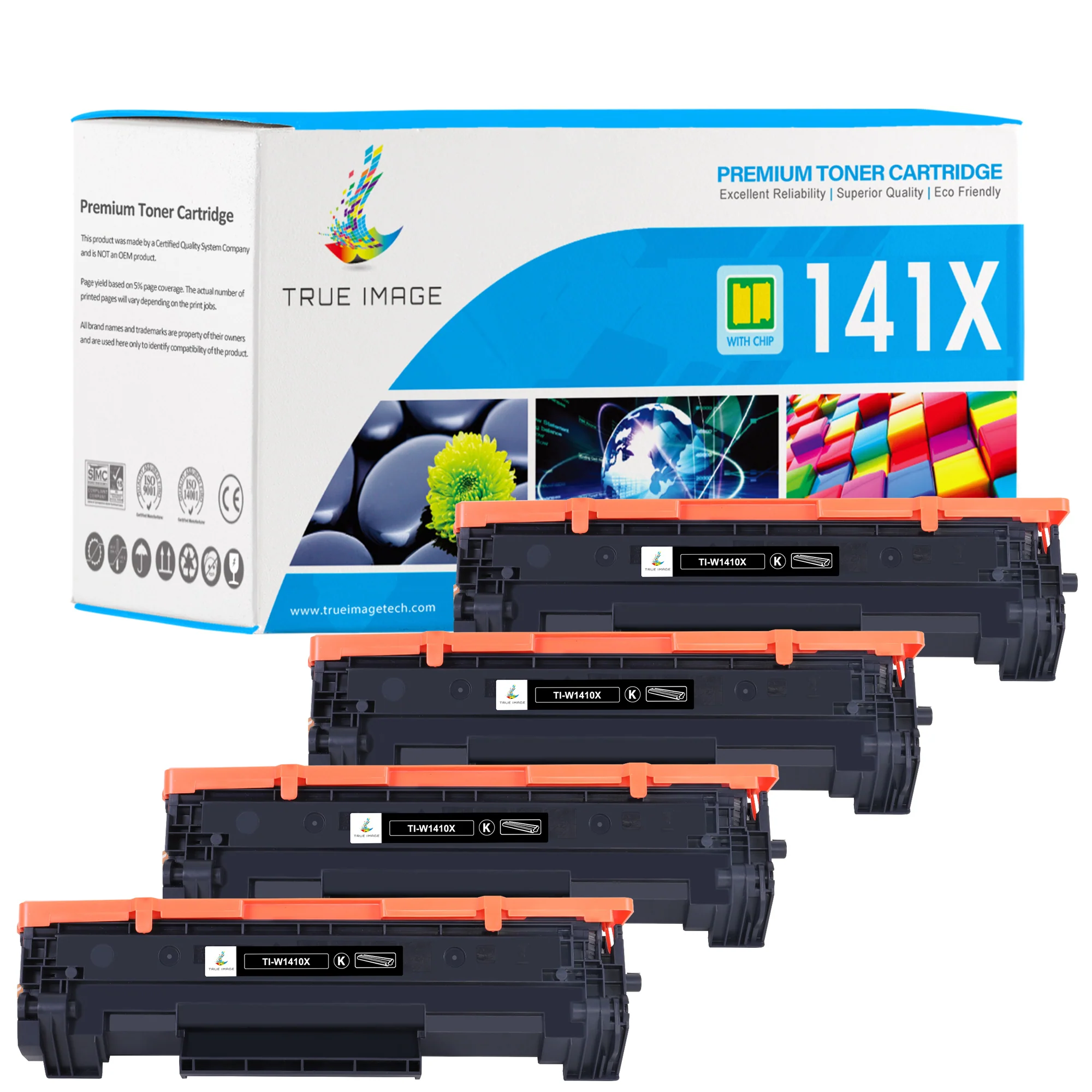 W1410X - Compatible HP 141X Black Toner Cartridge- High Yield - 4-Pack